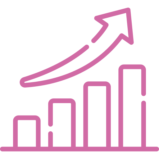 Growth chart with upward trend arrow, symbolizing strategic growth and authority-based marketing for nonprofits and community services.