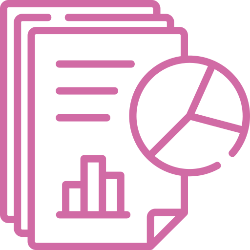 Reports and analytics documents with growth charts, representing Stratica AX's focus on strategic growth planning and performance review.